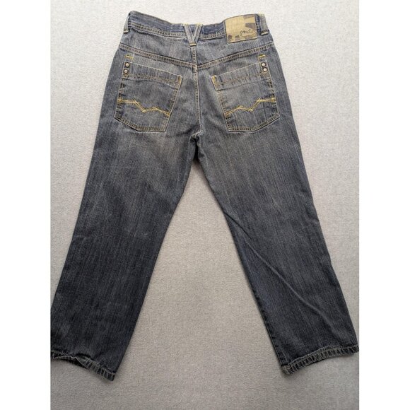 5ive Jungle Jeans Mens 34x30 Relaxed Fit Distressed Denim Straight Leg Pants - Picture 8 of 13